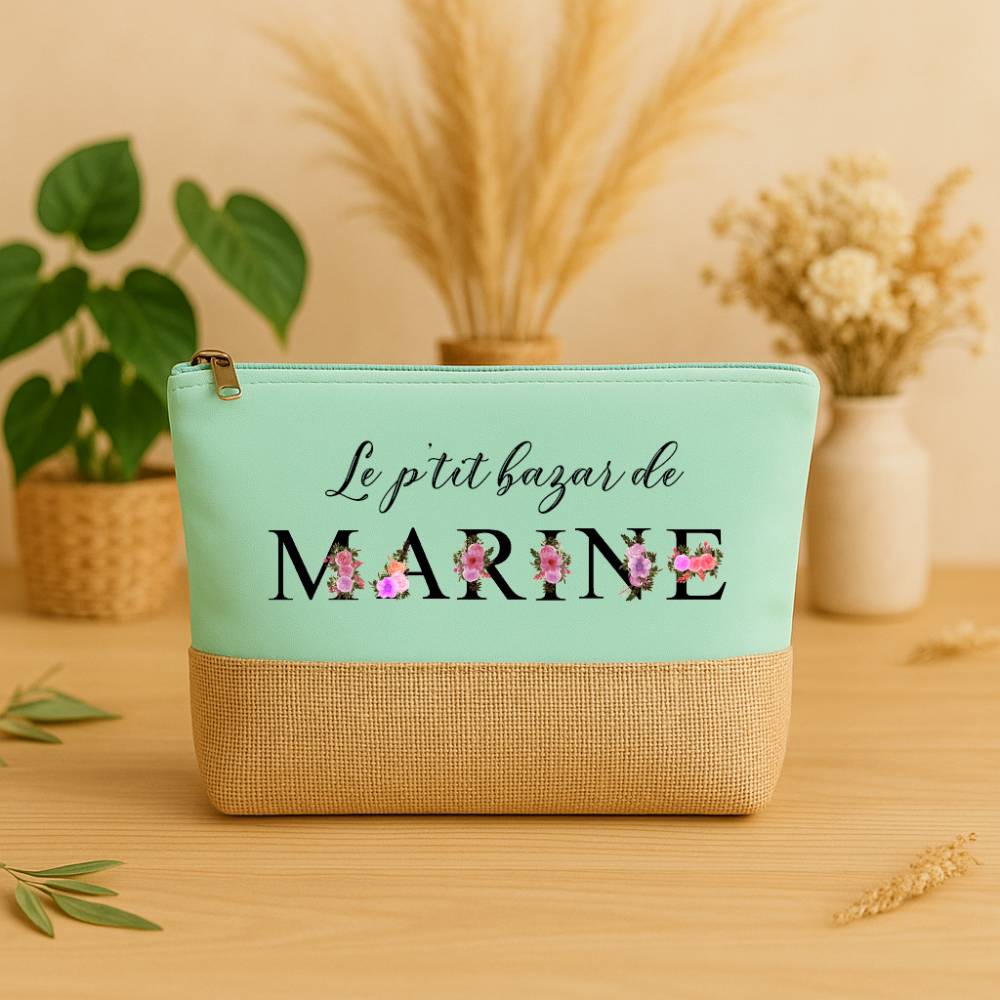 Trousse personnalisée Le p’tit bazar de prénom – Cadeau femme original