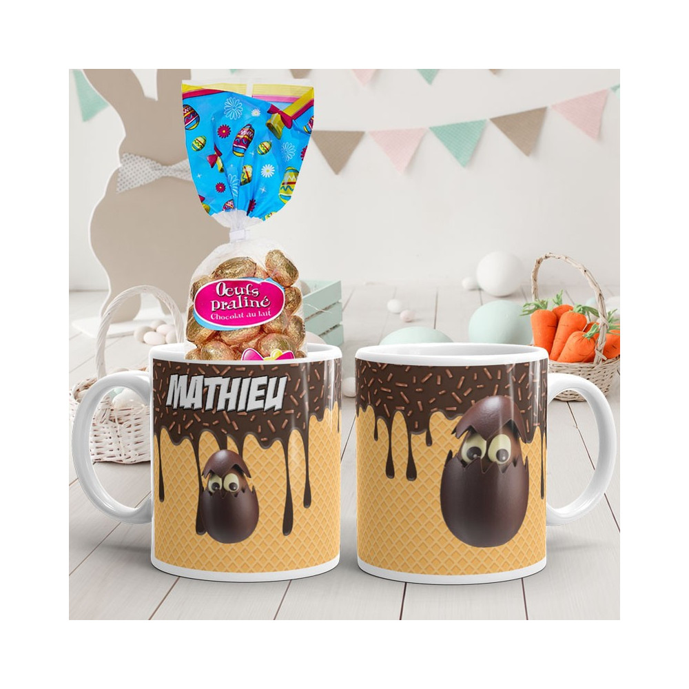 Mug de Pâques personnalisé chocolat gaufrette