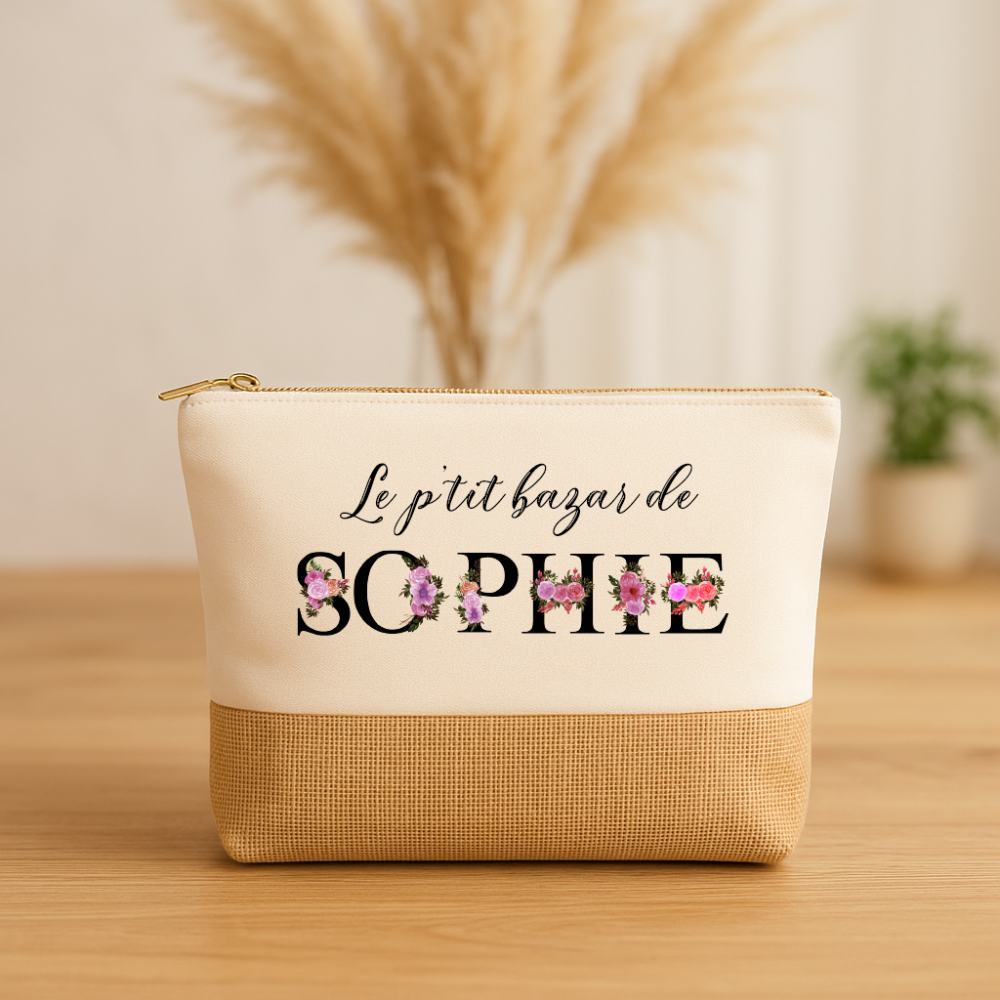 Trousse personnalisée Le p’tit bazar de prénom – Cadeau femme original