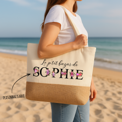 Sac toile de jute personnalisé cadeau collègue, marraine, copine ...