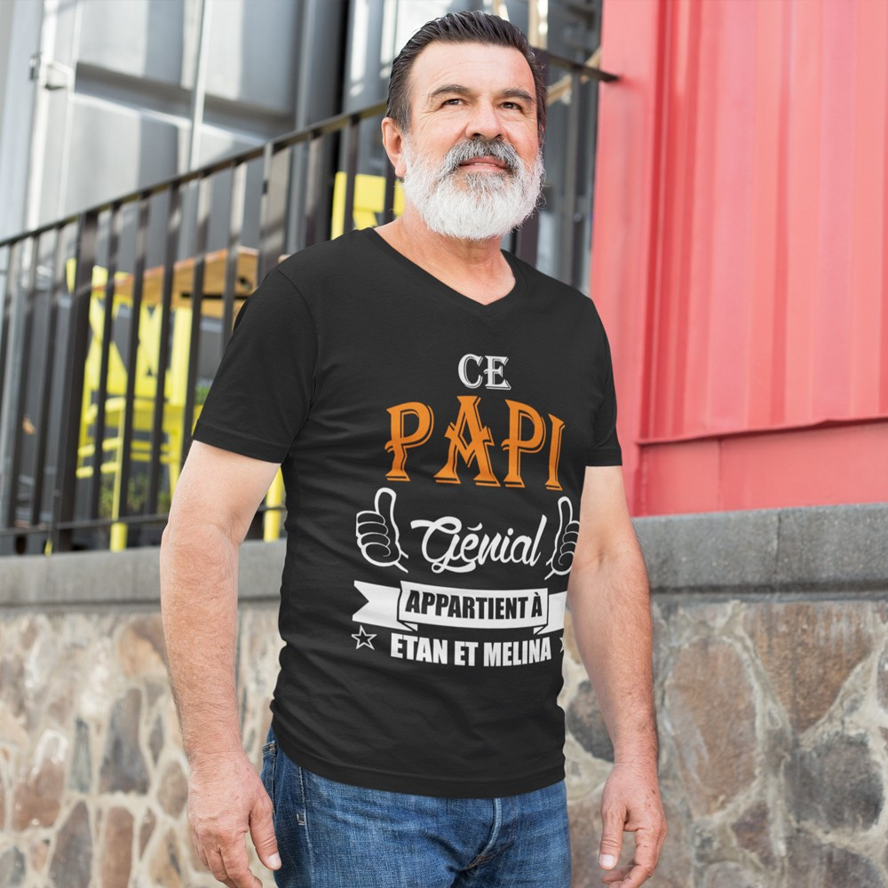T-shirt Personnalisé Ce papi génial appartient à" Prénom au choix"