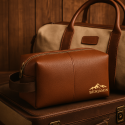 Trousse de toilette homme personnalisée en cuir – Cadeau pratique et élégant