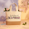 Sac toile de jute personnalisé cadeau collègue, marraine, copine ...