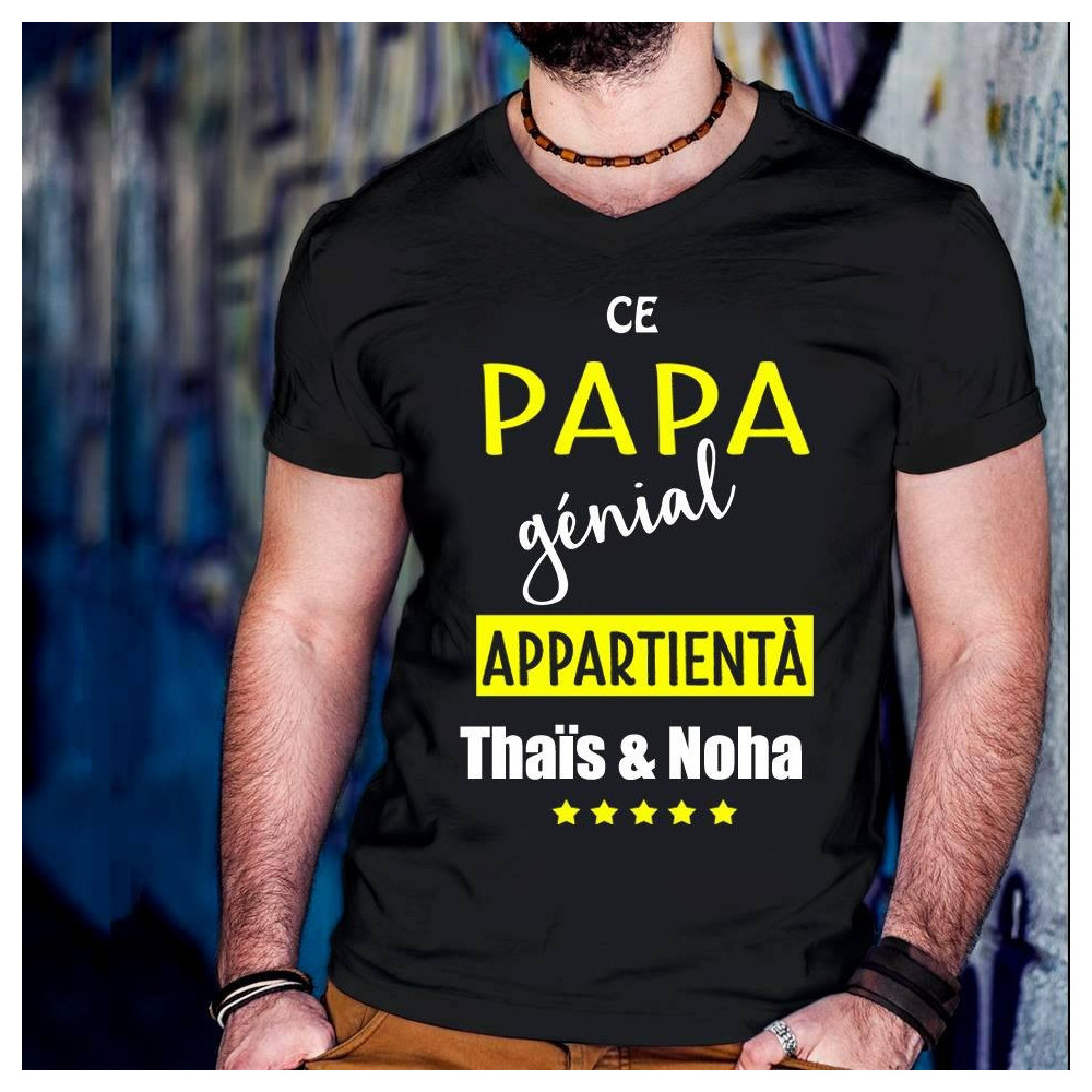 T-shirt Personnalisé Ce papa génial appartient à ...