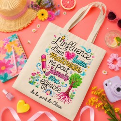Tote bag maîtresse personnalisé – Cadeau fin d’année scolaire