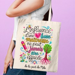 Tote bag maîtresse personnalisé – Cadeau fin d’année scolaire
