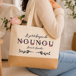 Sac personnalisé “Le p’tit bazar de Nounou” – Cadeau fin d’année original
