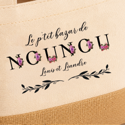 Sac personnalisé “Le p’tit bazar de Nounou” – Cadeau fin d’année original