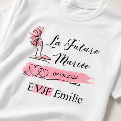 T-shirt EVJF Future Mariée personnalisé – Prénom & date mariage