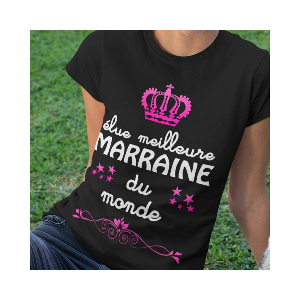T-shirt personnalisé Élue meilleure marraine du monde