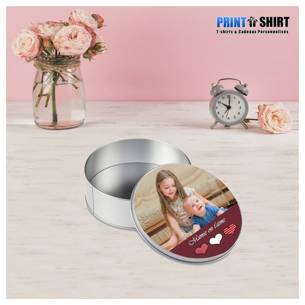 Boîte à gâteaux rond personnalisée Collection Vichy""