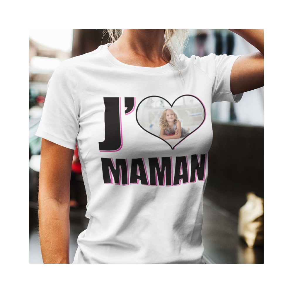 T-shirt personnalisé avec photo J'aime Maman