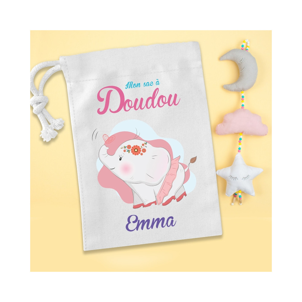 Sac range doudou personnalisable - Éléphant
