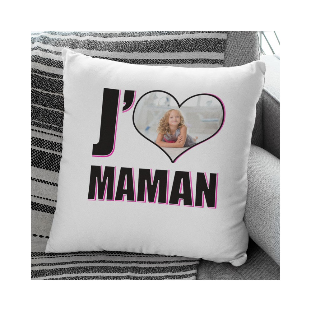 Coussin personnalisé Photo J'aime Maman