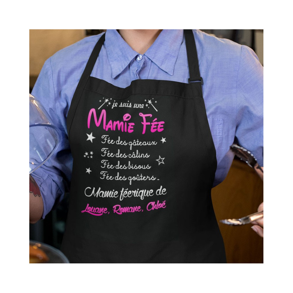 Tablier de cuisine humour personnalisé Je suis une mamie fée