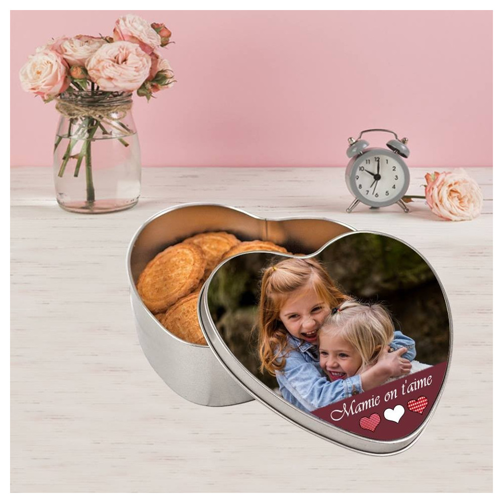 Boîte à gâteaux cœur personnalisée Collection Vichy