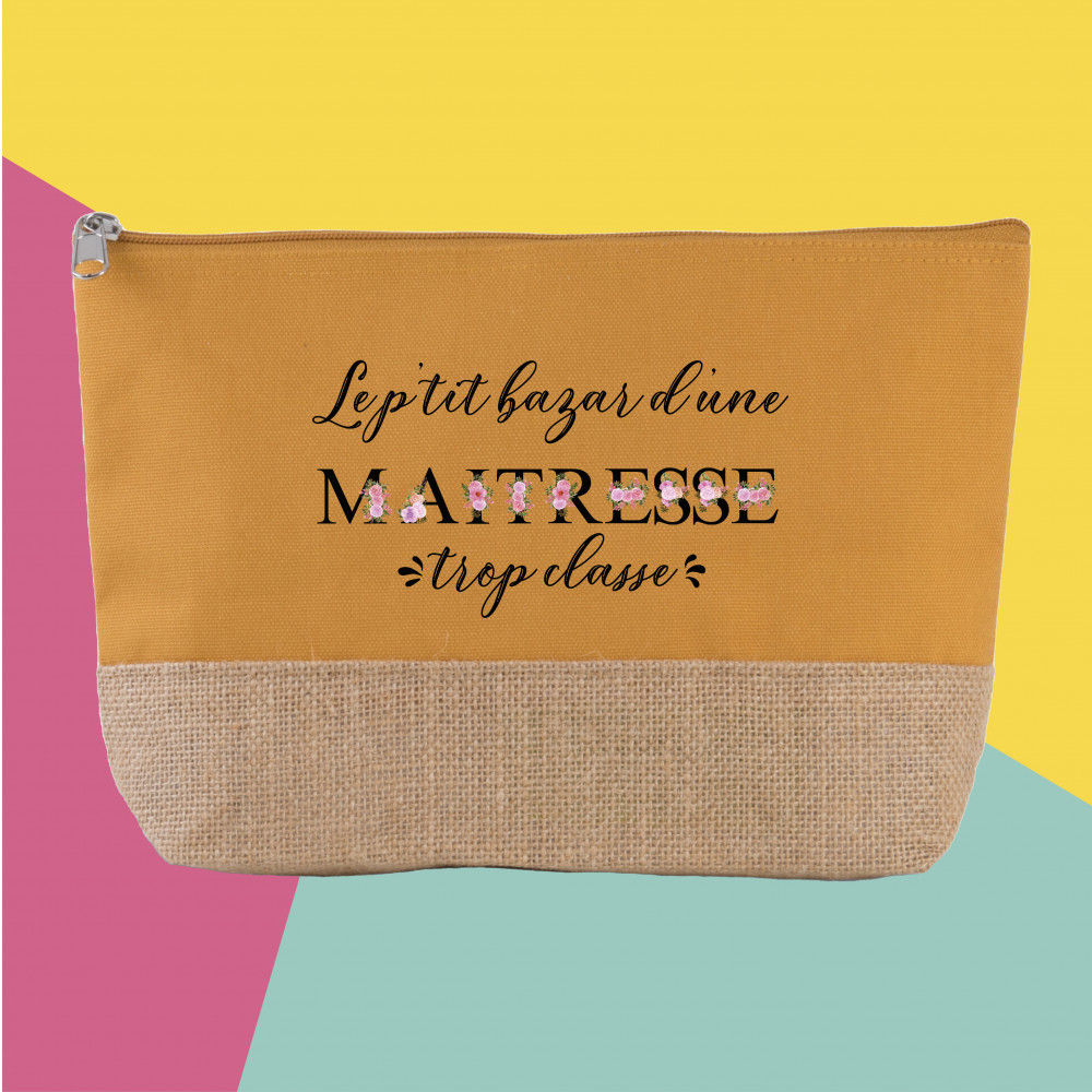Trousse pochette personnalisée le p'tit bazar d'une maîtresse