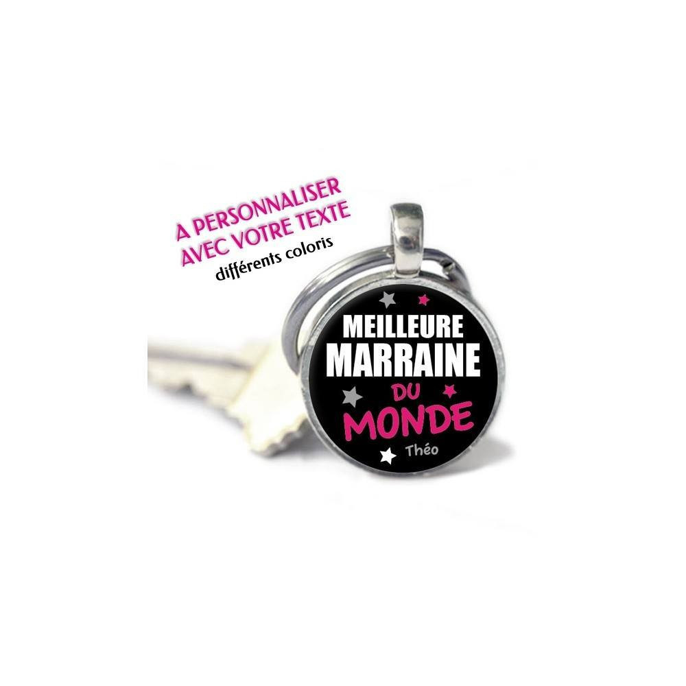 Porte-clés Rond personnalisé prénom Meilleure marraine du monde