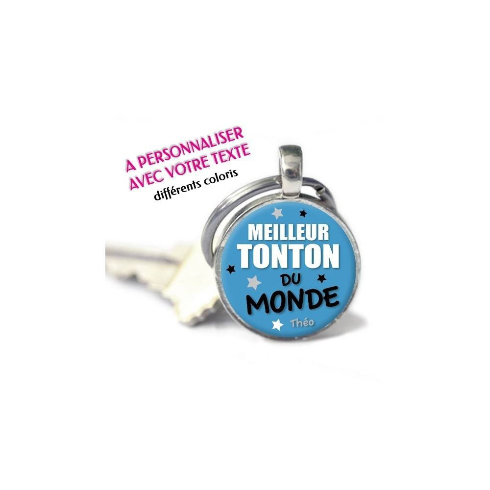 Porte-clés Rond personnalisé prénom Meilleur tonton du monde