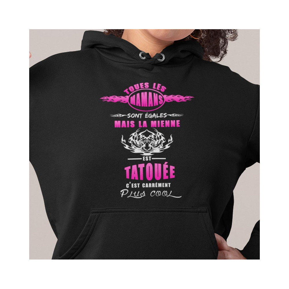 Sweat à capuche humour Maman tatouée