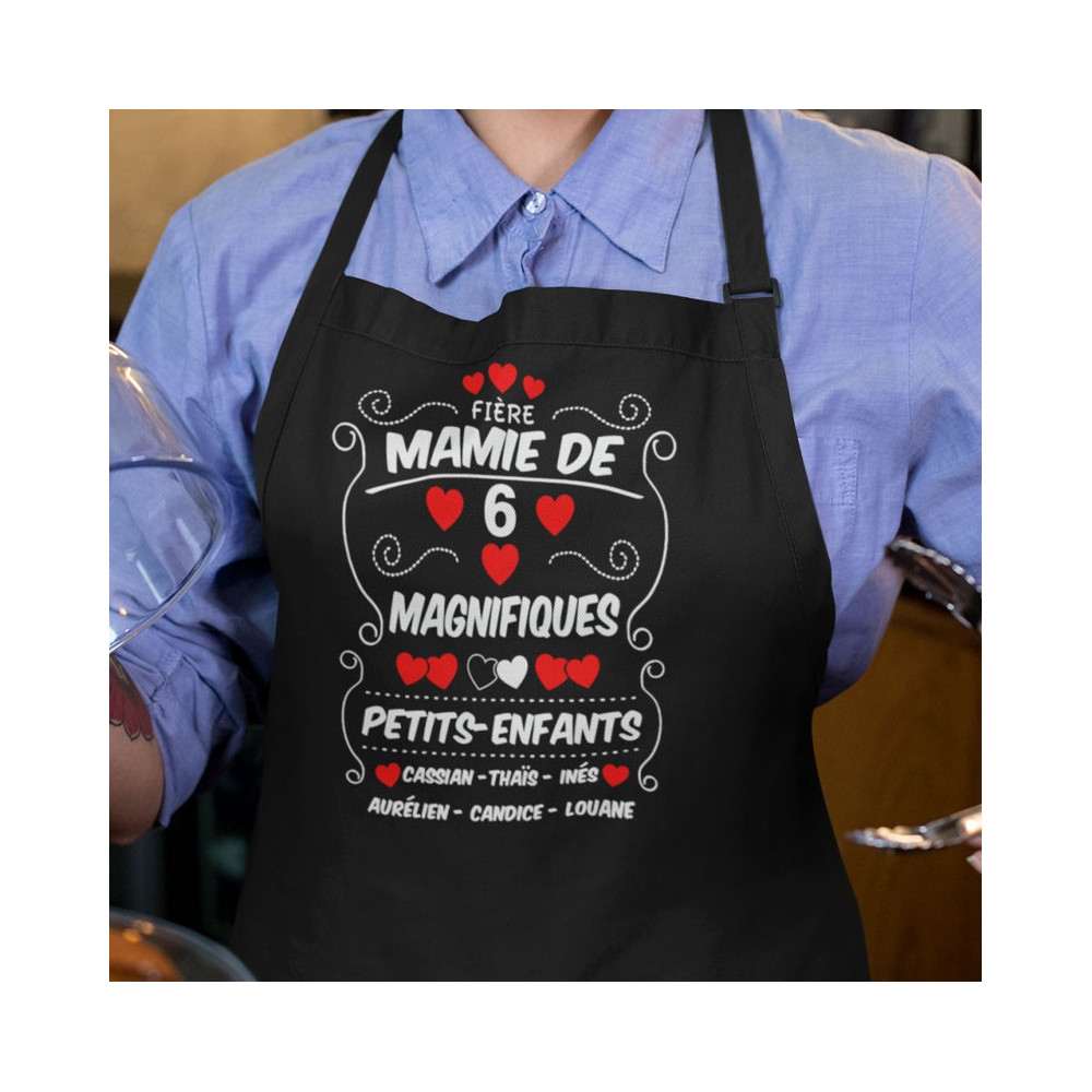 Tablier de cuisine personnalisé Fière mamie de magnifiques petits-enfants