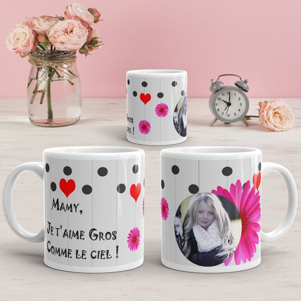 Mug personnalisé Mamy je t'aime gros comme le ciel