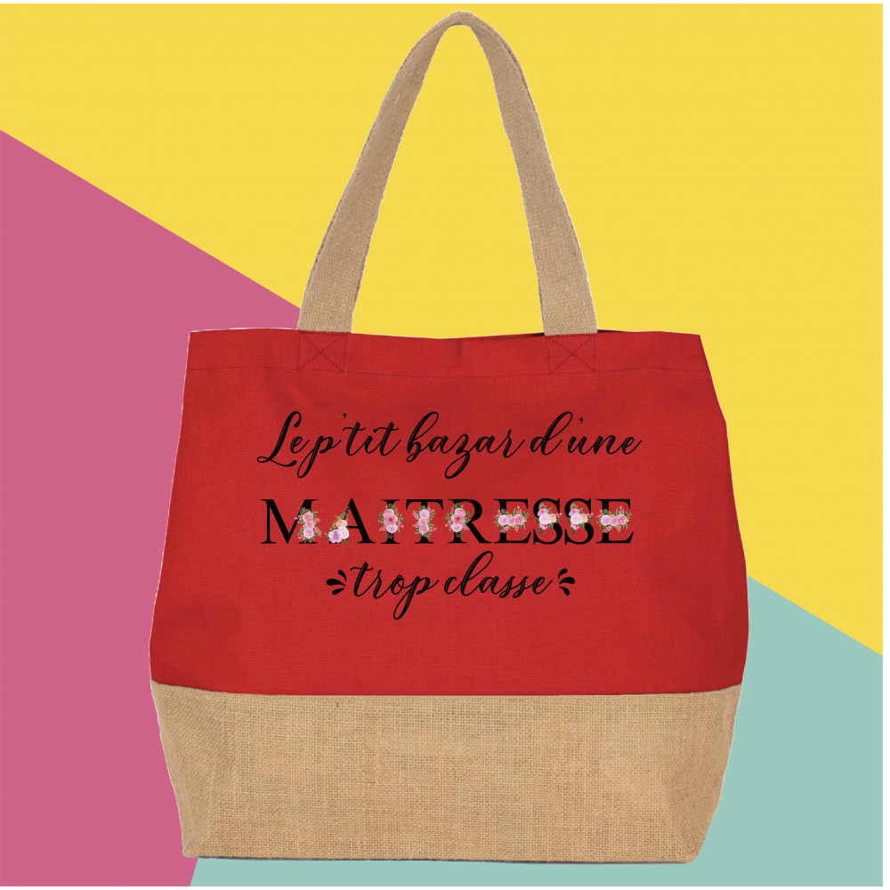 Sac cabas personnalisé le p'tit bazar d'une maîtresse
