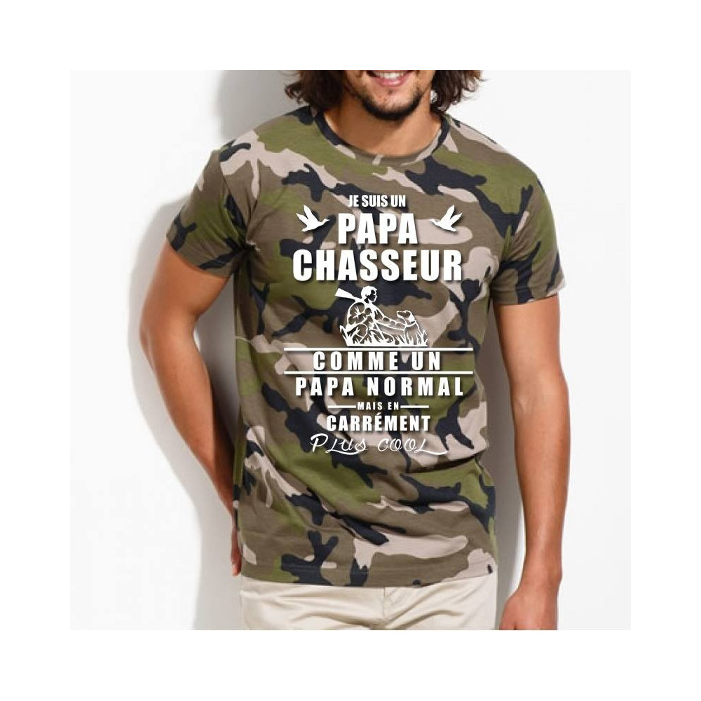 T-Shirt Camouflage chasseur Je suis un papa chasseur