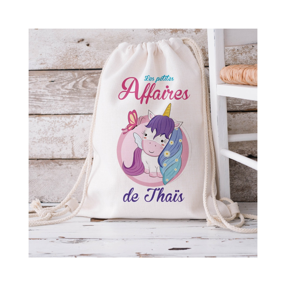 Sac crèche et maternelle personnalisable - Licorne