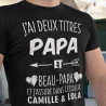 T-shirt personnalisé J'ai deux titres Papa et beau-papa