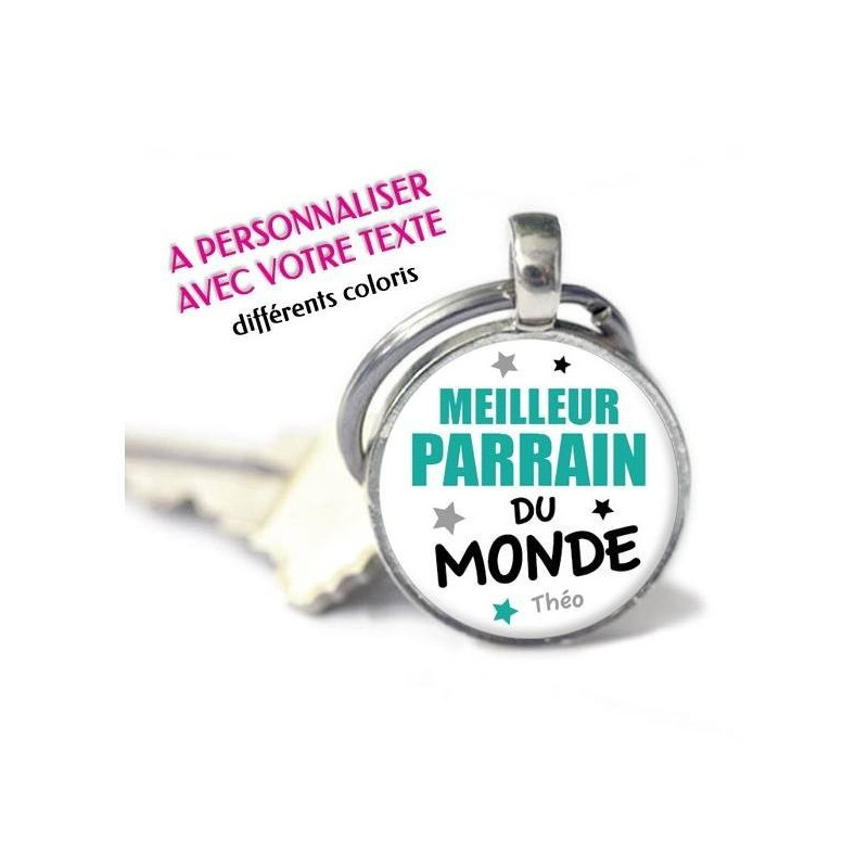 Porte-clés Rond personnalisé prénom Meilleur parrain du monde