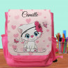 Sac à dos Enfant prénom personnalisé - Chat rose