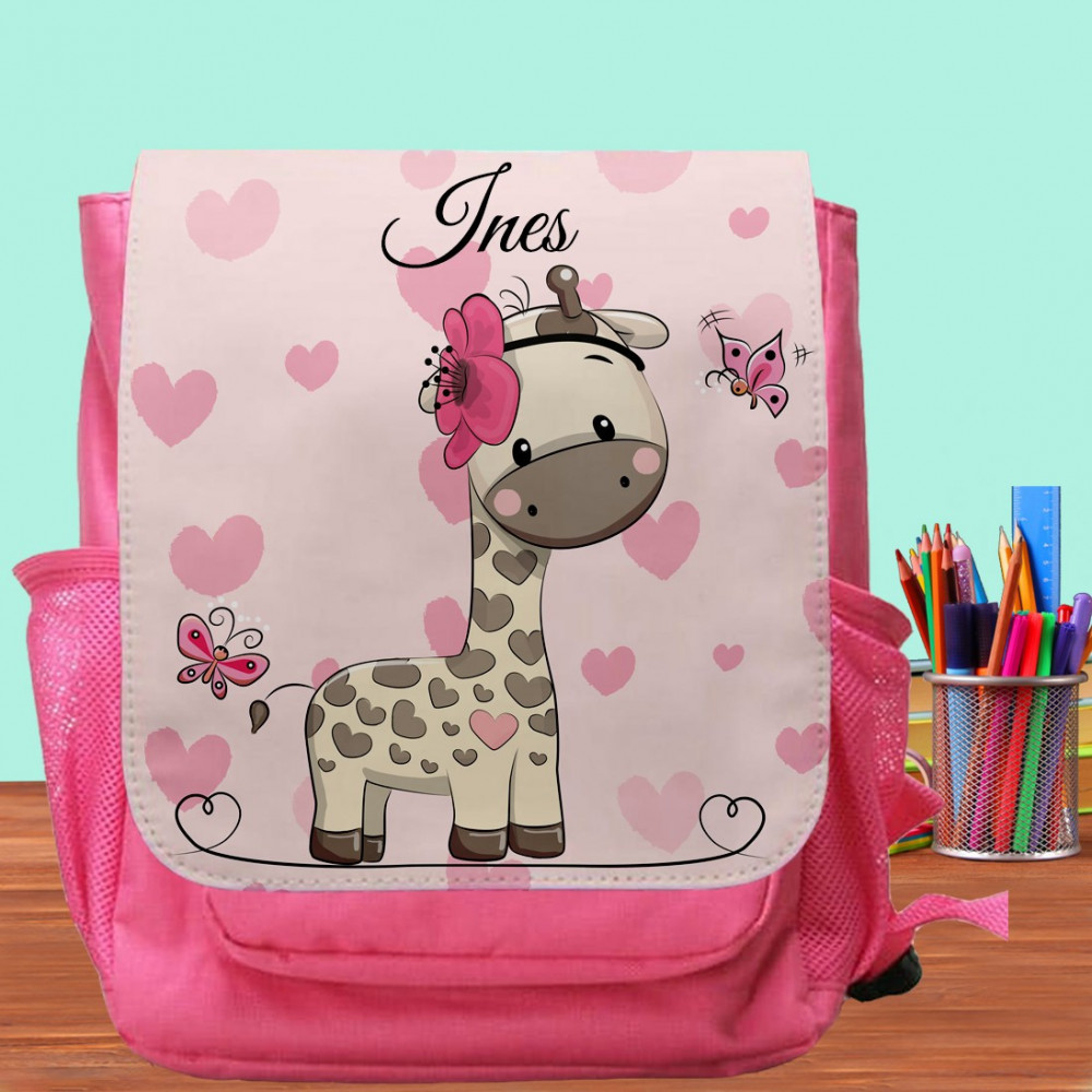 Sac à dos Enfant prénom personnalisé - Girafe