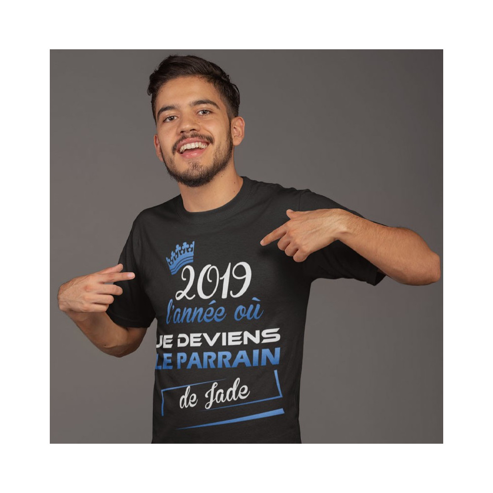 T-shirt Parrain personnalisé avec année et prénom de l'enfant