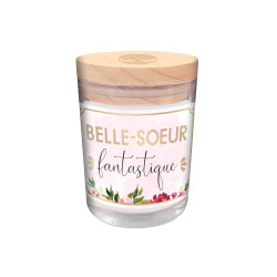 Bougie en Verre Personnalisée ‘Belle-Sœur Fantastique’ – Cadeau Fleuri et Unique