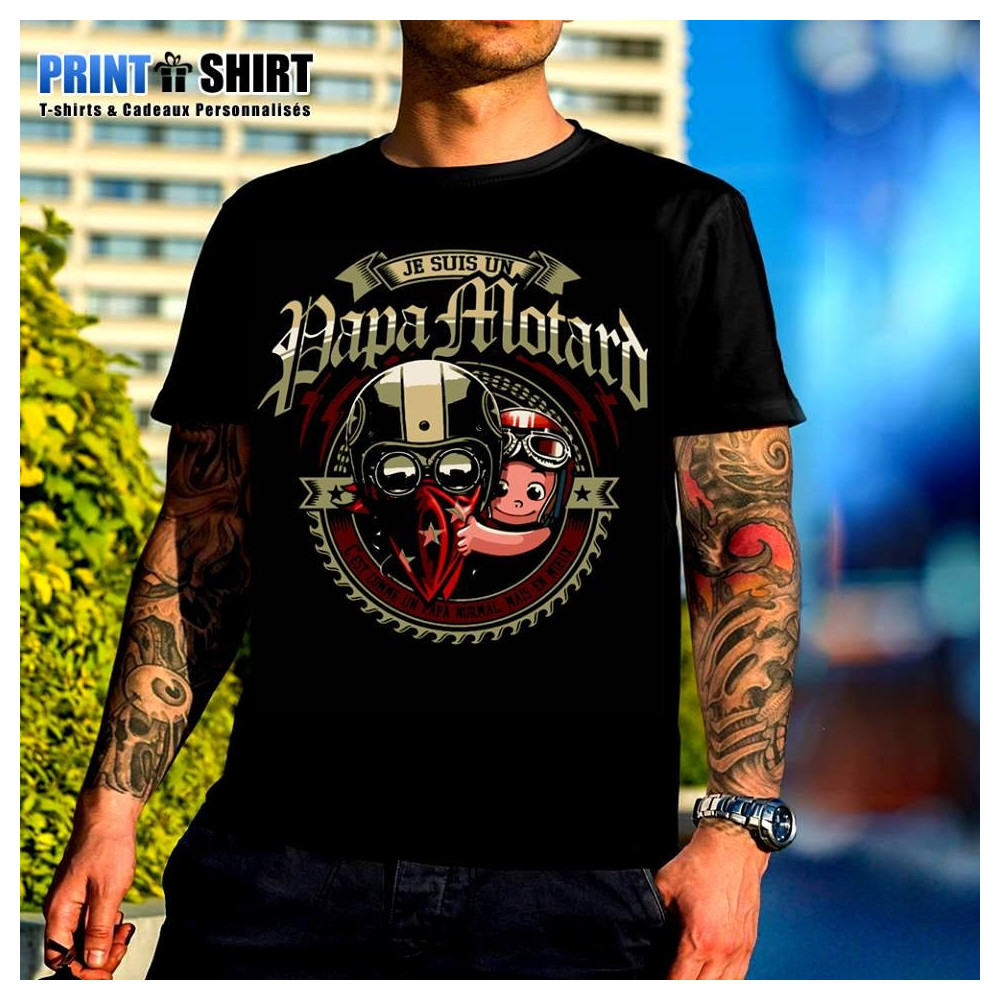 T-shirt humour motard Je suis un papa motard