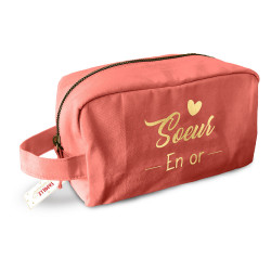 Trousse de Toilette Personnalisée "Sœur en Or" – Cadeau Idéal pour Sœur