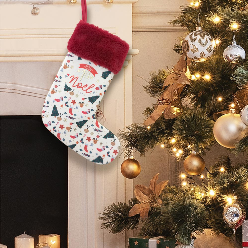 Chaussette, botte de noël personnalisée à suspendre Mon premier Noël