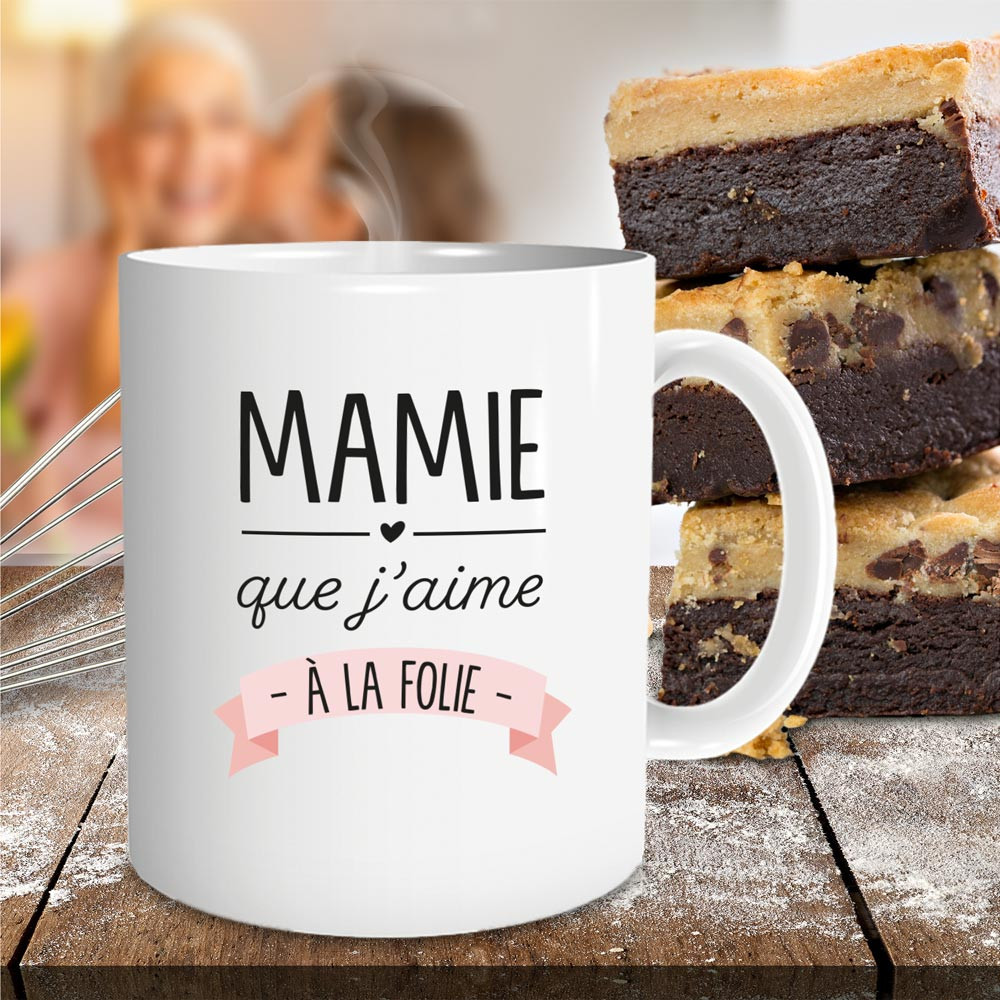 Mug personnalisé Mamie que j'aime à la folie