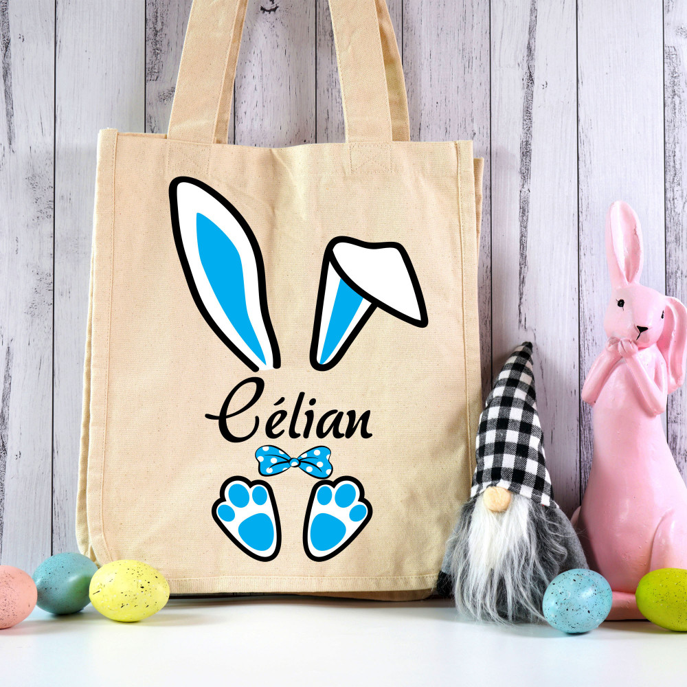 Mini Panier Pâques personnalisé décoration lapin - cadeau de Pâques enfant - sac de Pâques récolte oeuf