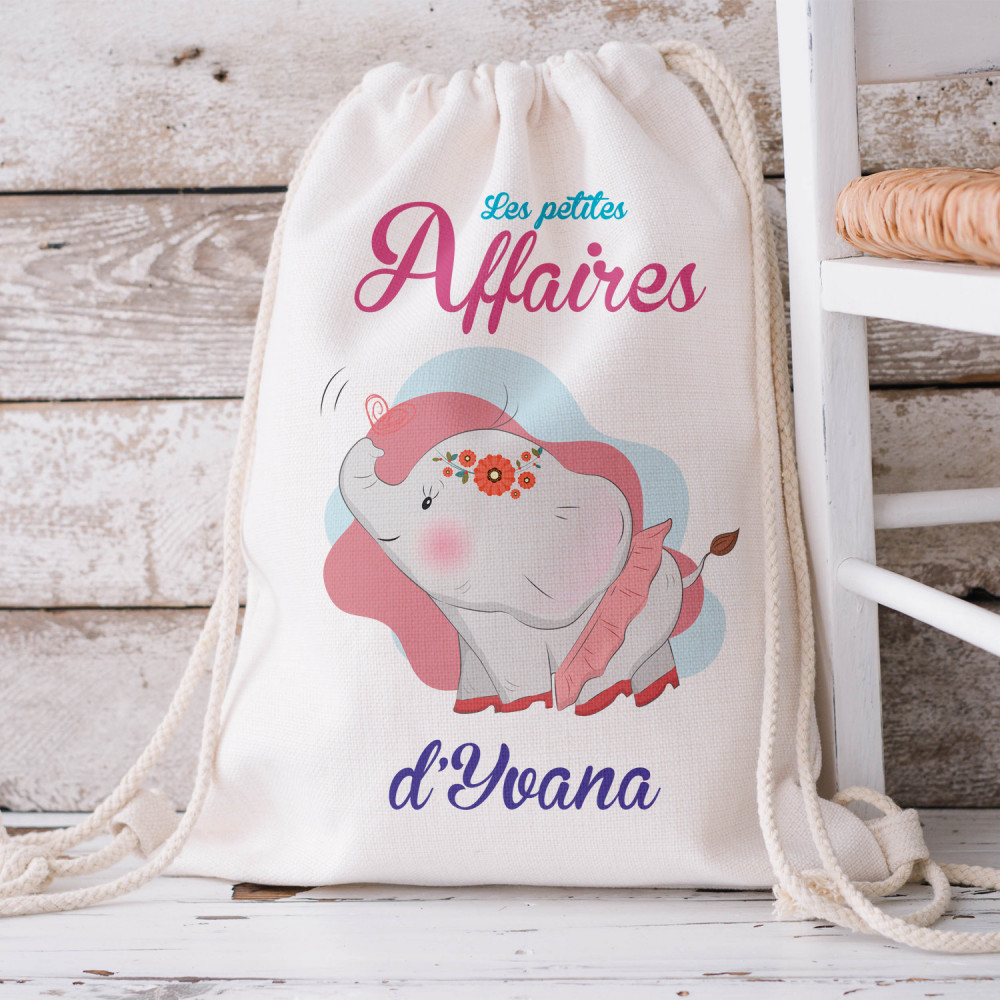 Sac crèche et maternelle personnalisable - Éléphant