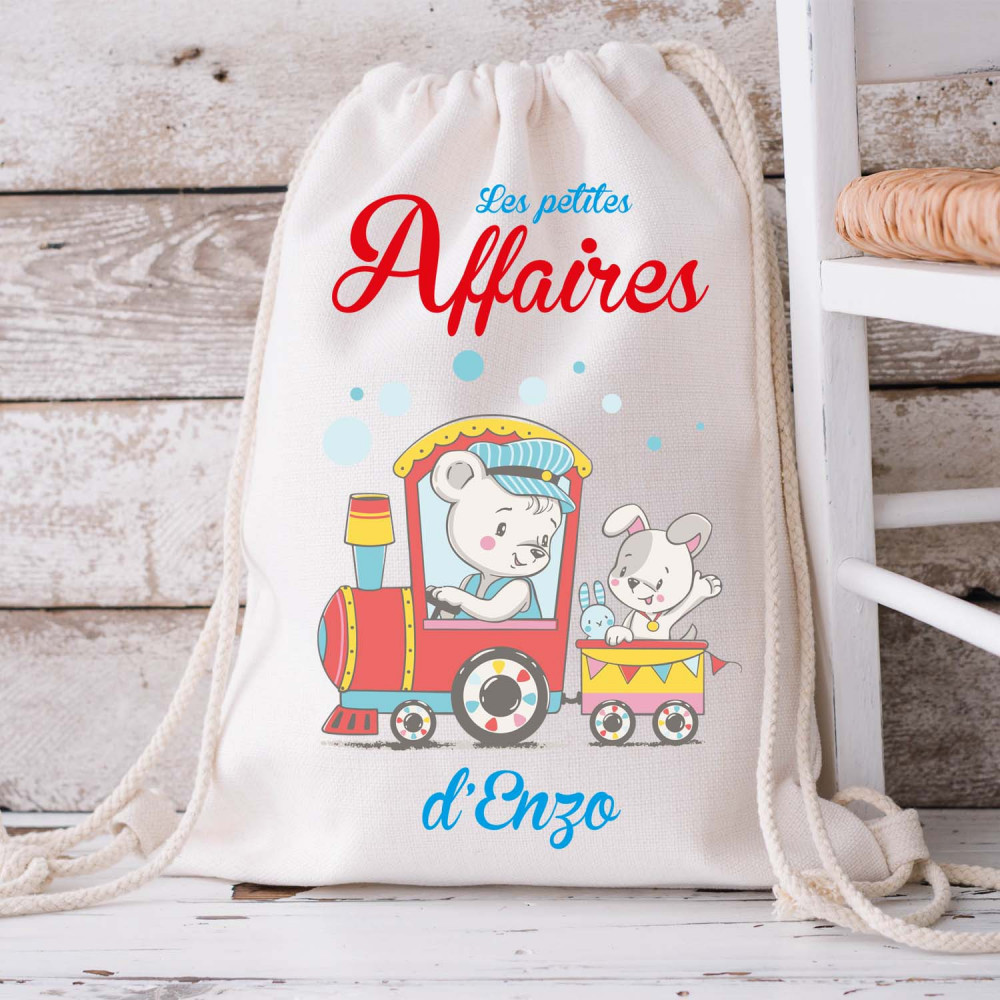Sac crèche et maternelle personnalisable - Train