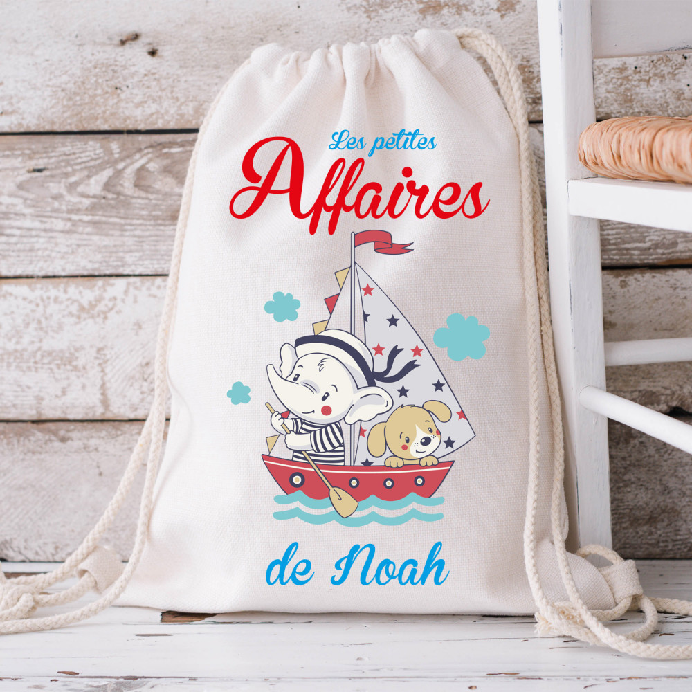 Sac crèche et maternelle personnalisable - Marin
