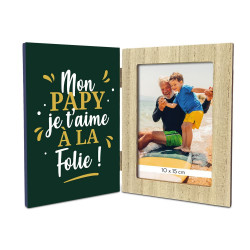Cadre Photo en Bois Personnalisé – "Mon Papy Que J'aime à la Folie"