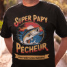 T-shirt Papy Personnalisé – "Super Papy Pêcheur" avec Prénoms des Petits-Enfants