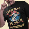 T-shirt Papy Personnalisé – "Super Papy Pêcheur" avec Prénoms des Petits-Enfants