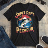 T-shirt Papy Personnalisé – "Super Papy Pêcheur" avec Prénoms des Petits-Enfants