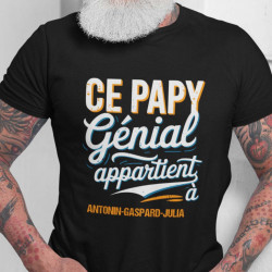 T-shirt Papy Personnalisé - 'Ce Papy Génial Appartient à...' avec Prénoms des Petits-Enfants