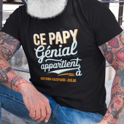 T-shirt Papy Personnalisé - 'Ce Papy Génial Appartient à...' avec Prénoms des Petits-Enfants