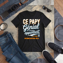 T-shirt Papy Personnalisé - 'Ce Papy Génial Appartient à...' avec Prénoms des Petits-Enfants